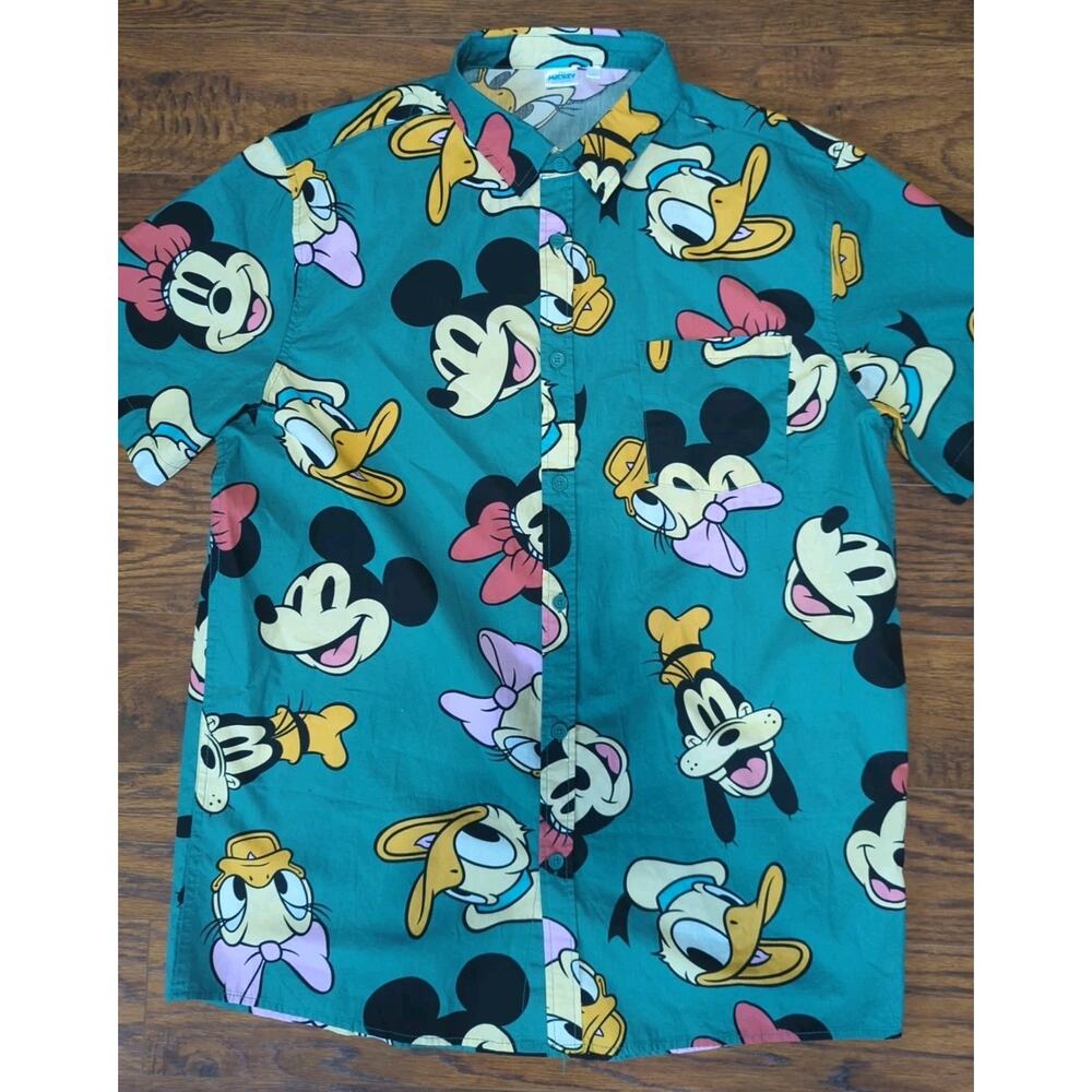 Disney Mickey and Friends All Over Print Button Down Shirt Adult Large